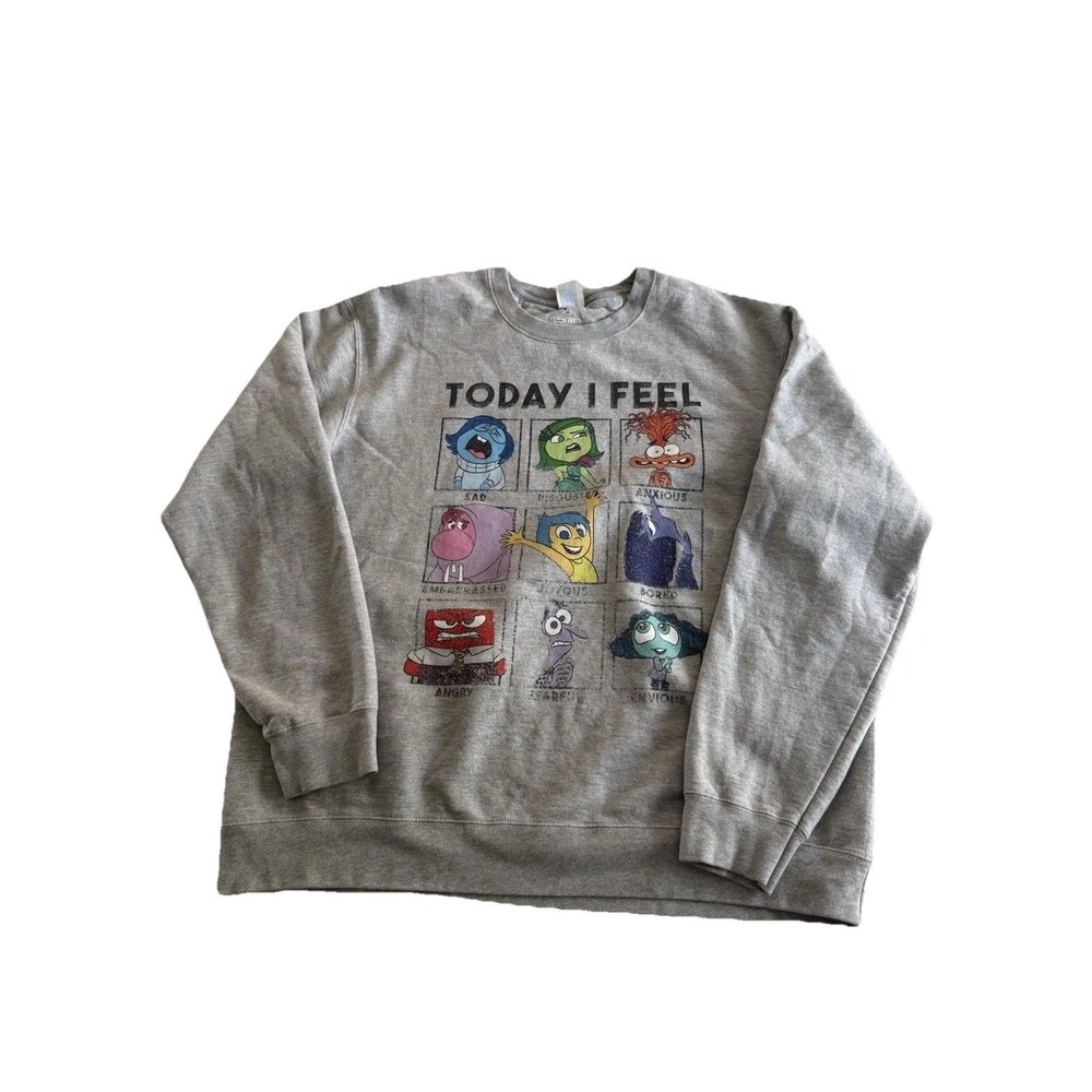 Disney Pixar 'Today I Feel…’ Graphic Print Pullover Sweatshirt XL Sad Joyous
